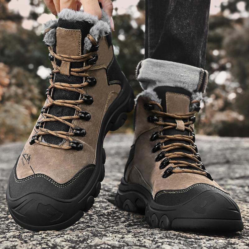 Unisex Warm Lined Outdoor Thick Sole Boots High Top Shoes Fashion Style Winter Walking and Commuting Casual Outdoor Travel Sizes 38-46