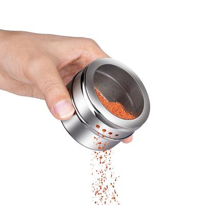 Магнитные банки для специй, банки для специй из нержавеющей стали с прозрачными крышками-шейкерами, банки для хранения специй и перца с этикетками для специй KC0050