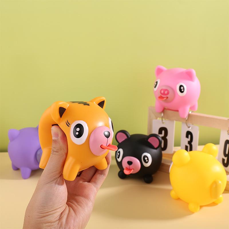Cartoon Pig Squeeze Toy with Tongue-Out Sound