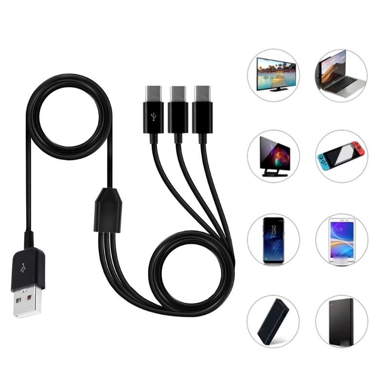 Разветвитель USB C, USB A (папа) на 3 USB Type-C (папа), кабель для синхронизации данных и зарядки, 3 в 1, шнур для быстрой зарядки мобильных устройств