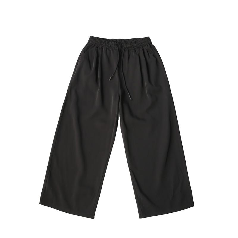 Широкие брюки, мужские летние тонкие мужские брюки, прямые спортивные брюки, повседневные брюки с девятью точками, стиль Харадзюку, корейский тренд