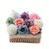 10pcs Color Rolled Edge Rose Head Simulated Flower Home Decoration DIY Wedding Bouquet Flower Arrangement Valentine's Day Party Home Table Decoration