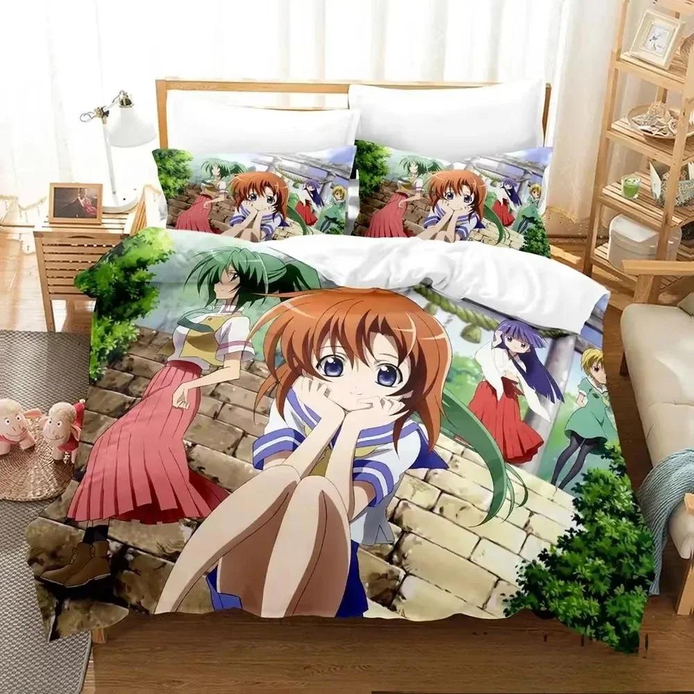 3D Печать Аниме Higurashi When They Cry Удобное Пододеяльник Наволочка Комплект Постельного Белья Детская Спальня Декор Домашний Текстиль