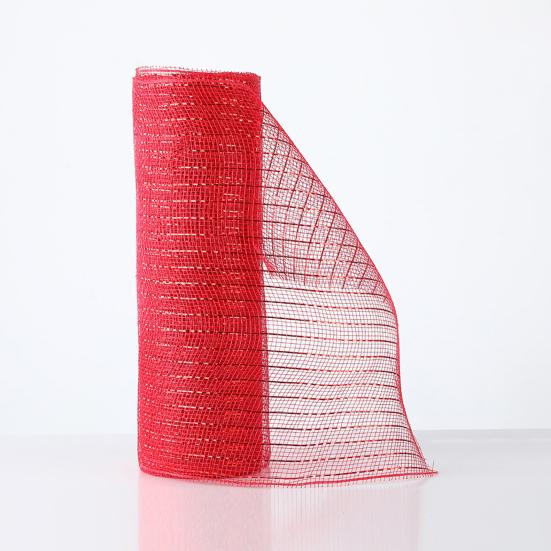 Рождественская сетчатая лента 10 дюймов x 10 ярдов Красно-красная полосатая с металлизированной фольгой сетчатая лента рулон для венков гирлянд поделок рождественской елки домашнего декора