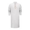 Men's Kaftan Robe O-Neck Long Sleeve Abaya Breathable Button-up Thobe Arabic Ihram Clothing for Casual Occasions Prayers