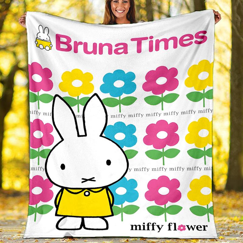 1pc Miffy3 Theme Blanket - Digital Print, Polyester, Cozy for All Seasons, Perfect for Outdoor, Camping, and Travel