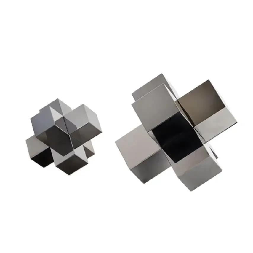 Minimalism Cross Crystal Ornaments Transparent Geometric Square Crystal Statue Desk Decoration Frosted Glass Crafts Sculpture