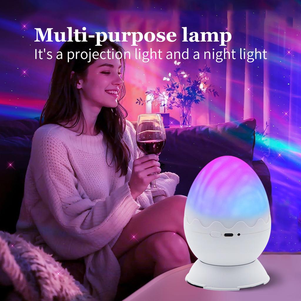 Ocean Wave Ceiling Projector 2-In-1 Galaxy Projector Lamp Aurora Night Light Dinosaur Egg Shape Mood Ambient Lighting for Party