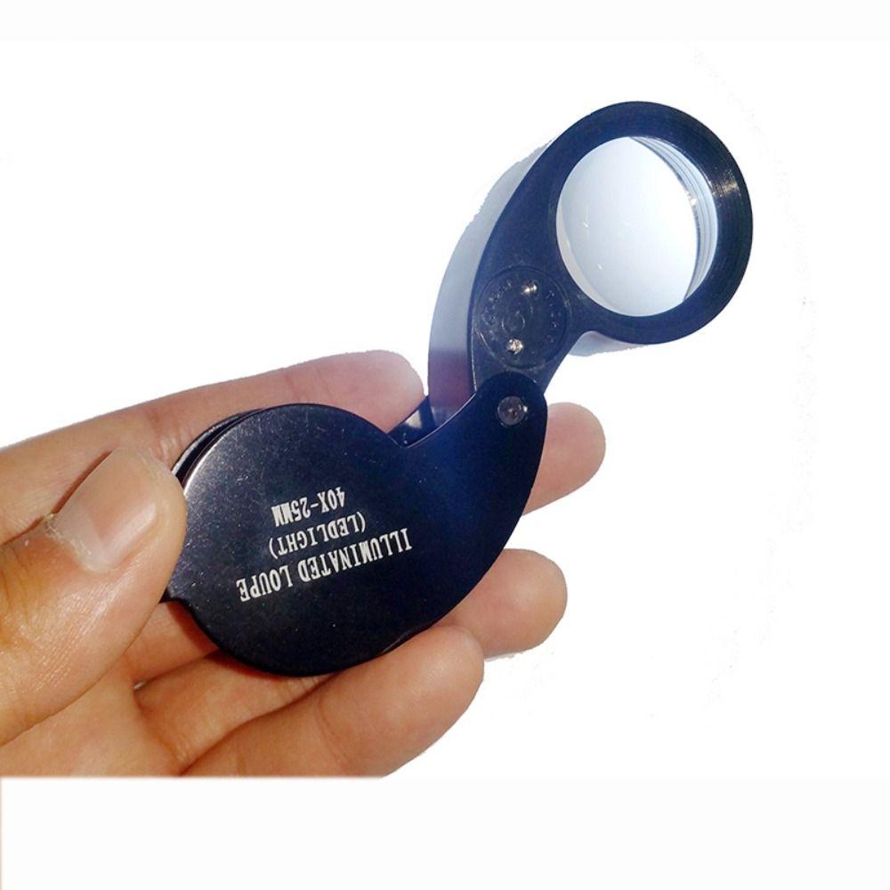 Illuminated Loupe Foldable Magnifier Handheld 40X Magnifying Glass Pocket Reading