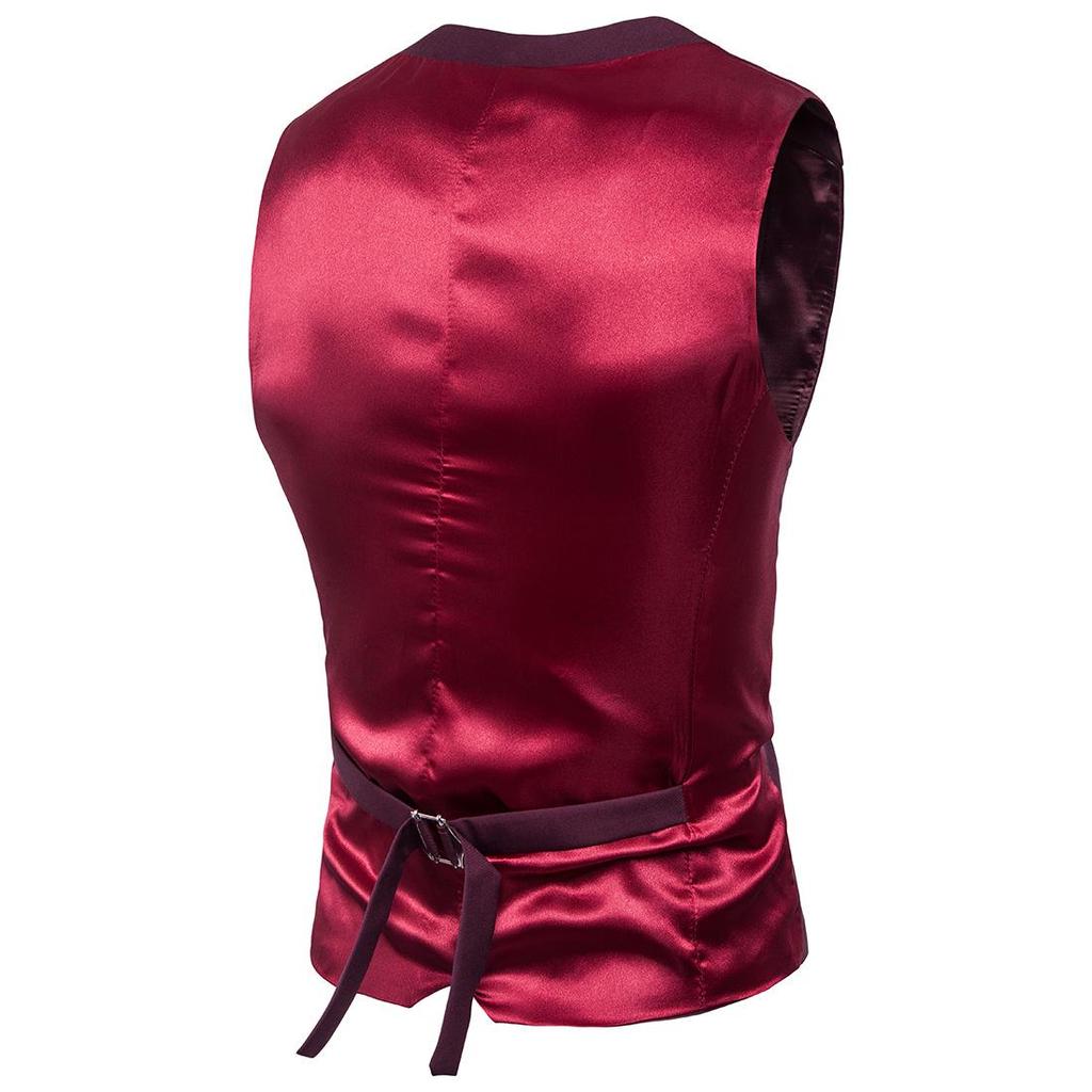 Men's Slim Korean Style Solid Color Groomsmen Vest XF001, Multi-Size Options