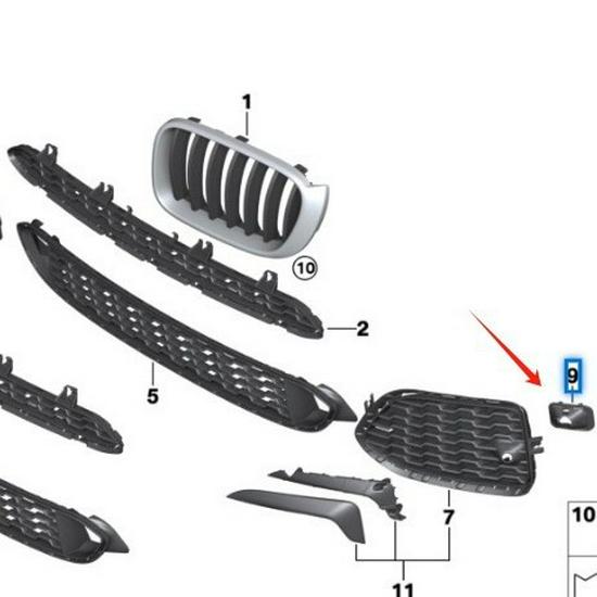 Кронштейны передних датчиков BMW X3 F25 (Детали #51118056989, #51118056990)