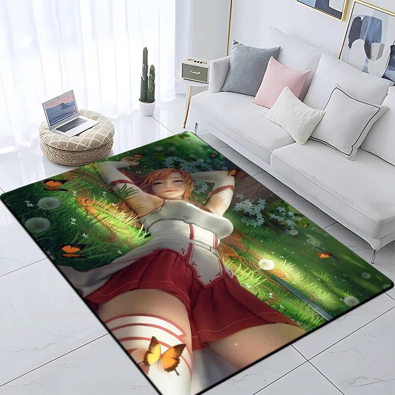 Hot Anime SAO Sword Art Online Modern House Living Room Floor Matte Bedroom Carpet Poster Mat Pattern Decorative Square Rug Gift