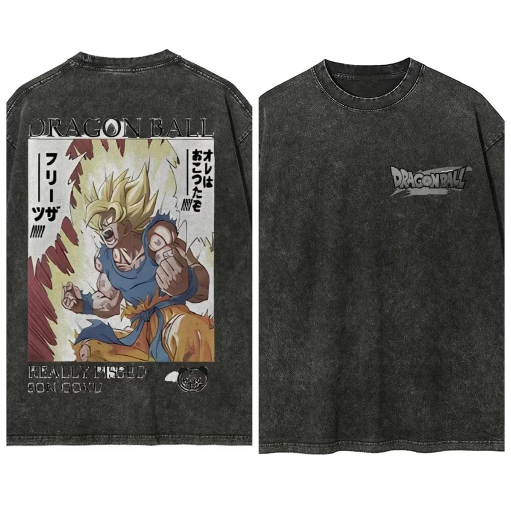 Горячая Распродажа Аниме Dragon Ball Сон Гоку Графический Принт Футболка Мужская Женская Уличная Мода Харадзюку Винтажная Стирка Хлопка Летняя Новая Футболка Оверсайз Топ