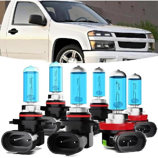 Halogen Headlights Fit For Chevrolet Chevy Colorado 2004-2008 Headlight Bulbs,9005/HB3/H10 High Beam+ 9006/HB4 Low Beam+ H11 Fog Light Combo,Plug And
