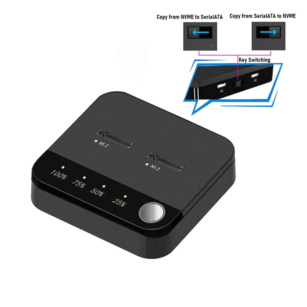 Дубликатор M.2 Serial ATA Широкая совместимость Скорость 20 Гбит/с Поддержка 16 ТБ SSD Док-станция для клонирования с питанием от USB C для обновления игр