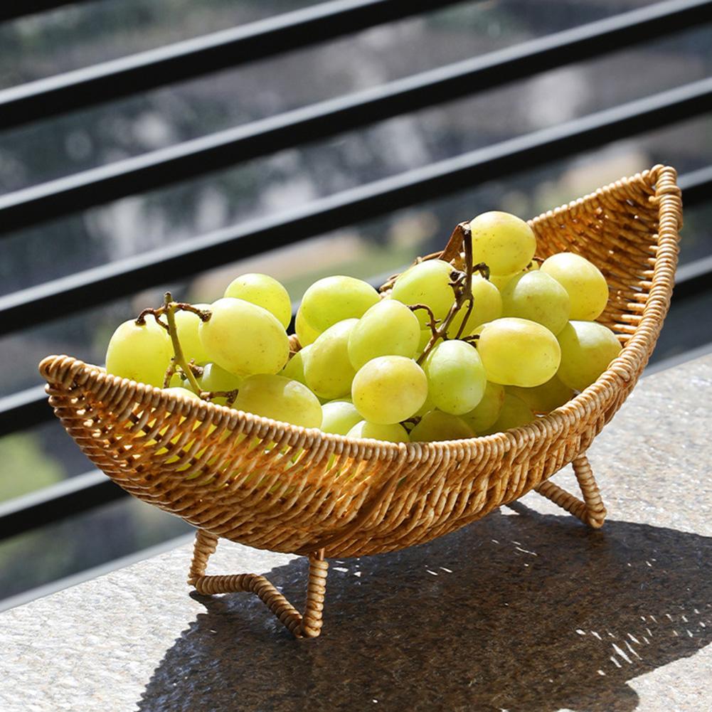 Rattan Fruit Bowl Tray For Coffee Table Woven Sundries Basket Rattan Fruit Tray 29*12*6.5cm Home Kitchen Tableware Accessories