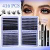 Diy False Eyelashes Extended Lashes 416 Single Clusters 10-18Mm Thick Eyelashes
