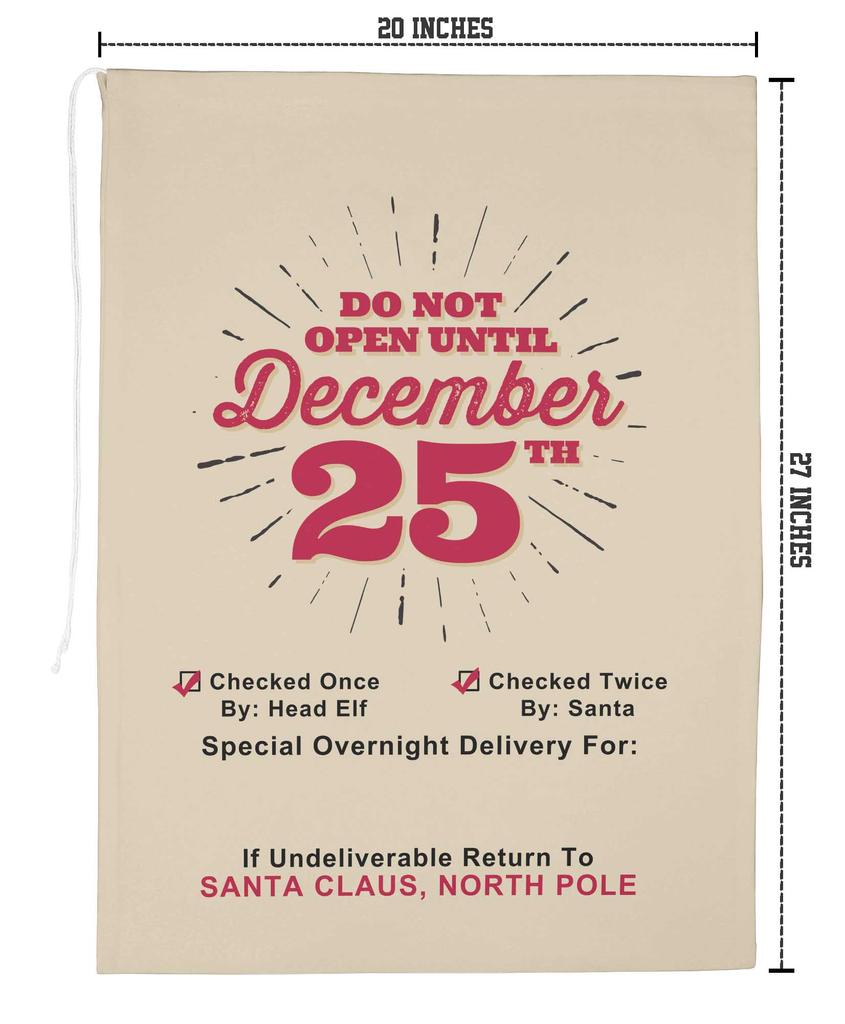 Printtoo 2 шт. Большие мешки Санты с завязками на шнурке, холщовые рождественские подарочные пакеты для детей, Рождество 27x20 дюймов