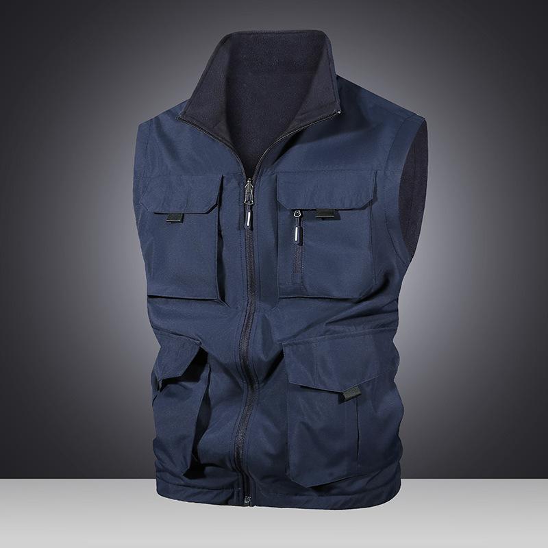 MultiPocket Vest StandUp Collar Loose Large Size Sleeveless Jacket Casual Men'S Vest Vest Vest Vest