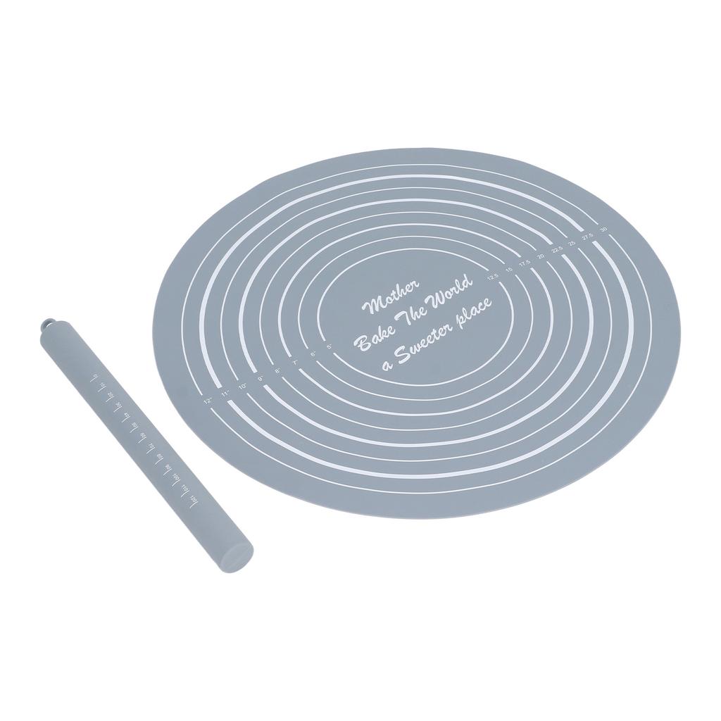 Dough Roller Set with Measurements Silicone Rolling Pin Non Stick Flour Mat for Home Kitchen Dessert Store