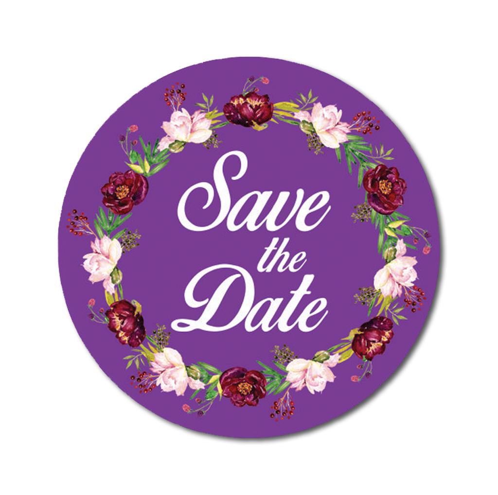 Darling Souvenir 45 Pcs Floral Wreath Black Round Save The Date Stickers Envelope Seals-1.6
