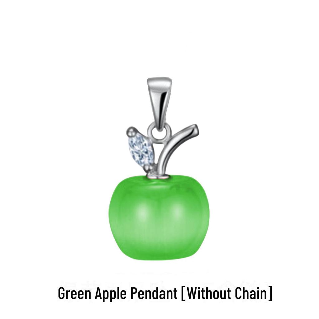 Классическое ожерелье с подвеской в виде яблока «кошачий глаз» из серебра с платиновым покрытием, розовым кристаллом и лунным камнем