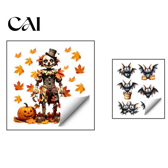 Self Adhesive Halloween Window Clings 2PCS Wall Stickers, Cartoon Ghost And Pumpkin Pattern Decals, Removable PVC Art for Living Room