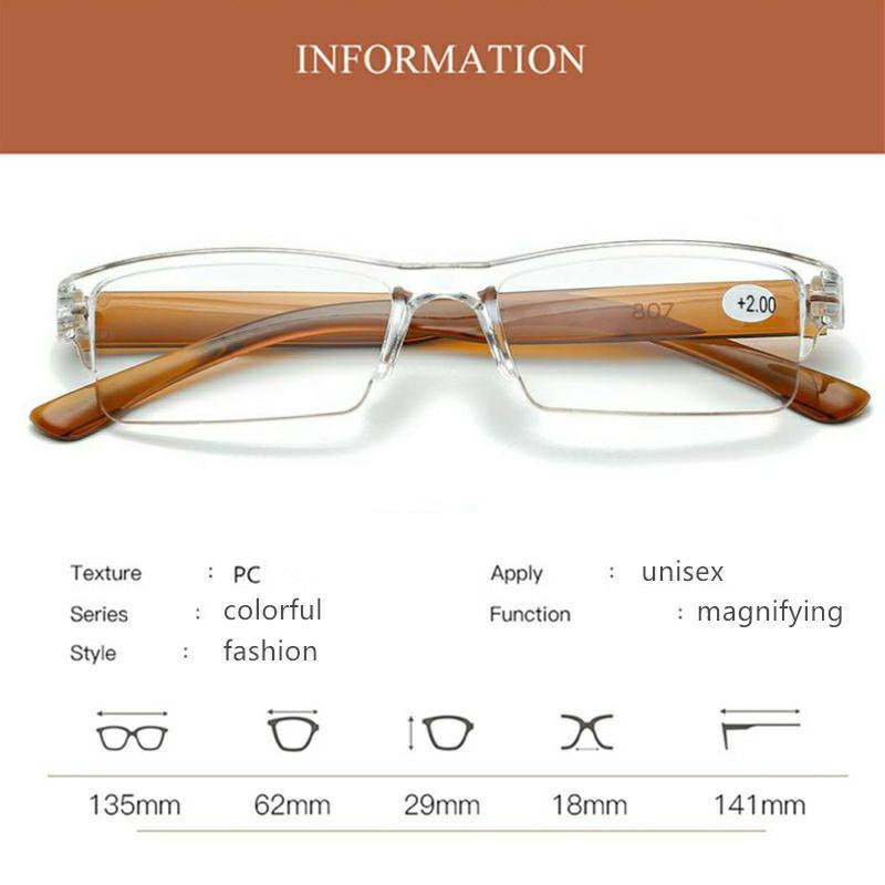 Ultralight Rimless Transparent Reading Glasses Fashion Retro Vintage Men Women Presbyopic Glasses Diopter +100 +150 +200 To +400