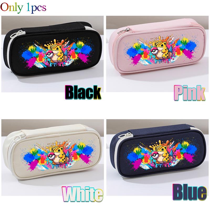 Multi-layer Student Pencil Bag Pencil Storage Box Oxford Cloth for Poke Mones Charizard Bulbasaur Blue Black White pink Gift