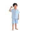Summer Children'S Short-Sleeved Shorts Set Boys And Girls Double-Layer Gauze Pajamas Wrinkled Cotton Korean Version Solid-Color Loungewear