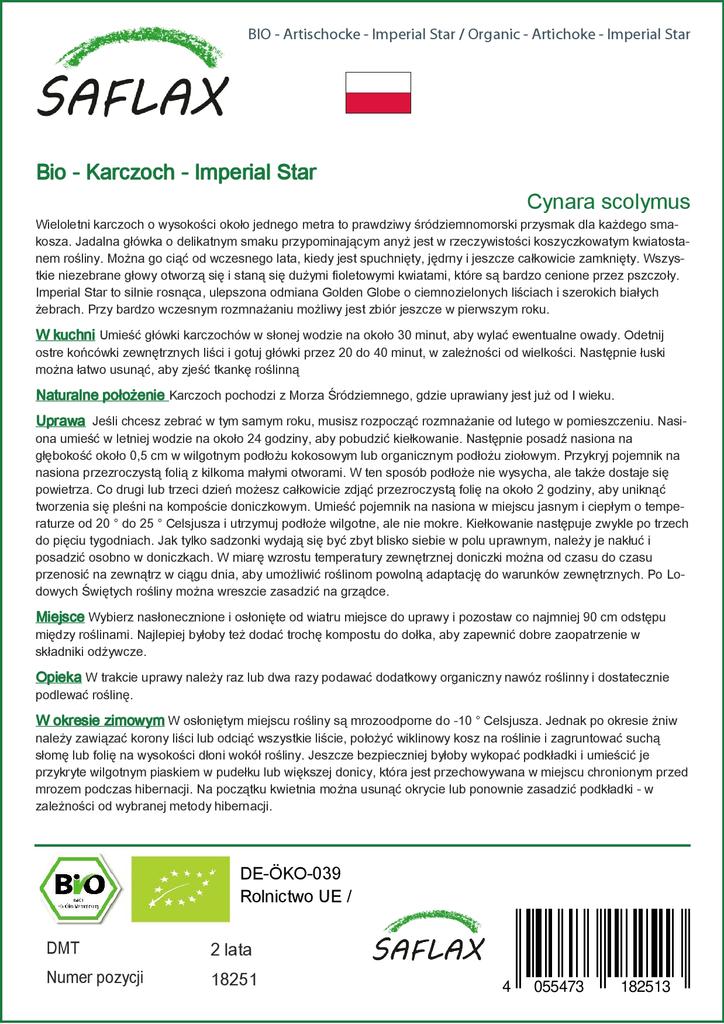 SAFLAX Garden in the Bag - Органический - Артишок - Imperial Star - 5 семян - С субстратом в подходящем пакете - Cynara scolymus