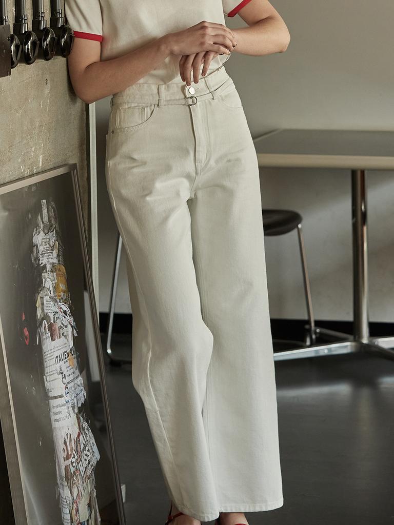BEMUSE MANSION Belt Point Denim - White