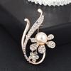 Brooch High-End Niche Silk Scarf Buckle Alloy Diamond Coat Pearl Corsage Pin Accessories