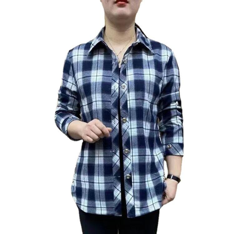 Весна Осень Элегантная Мода Harajuku Клетчатые Топы Женские Свободные Повседневные Универсальные Женские Рубашки Поло На Пуговицах Длинные Рукава Блузки