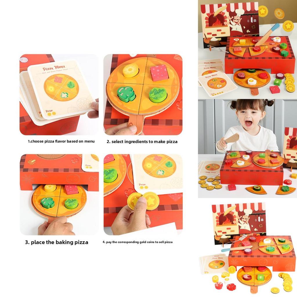 Wooden Simulation Pizza Making Children Toy Set For Toddlers And Kids