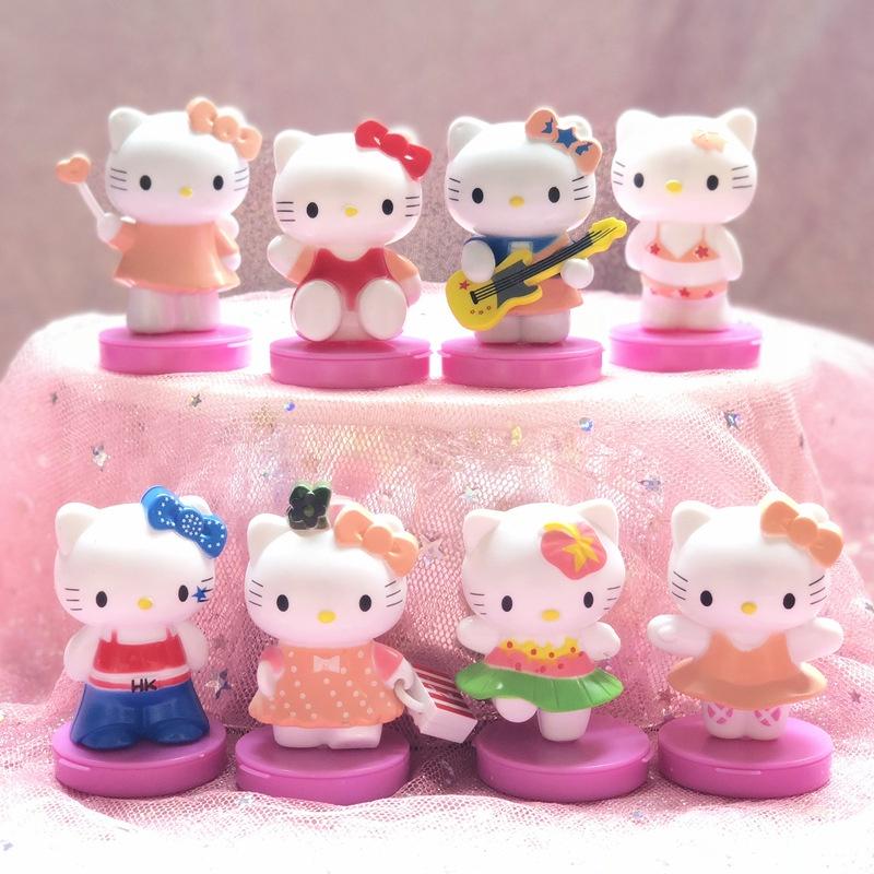 Набор мини-фигурок Hello Kitty из восьми штук, милые мультяшные миниатюры Kt, топперы для торта, подарок