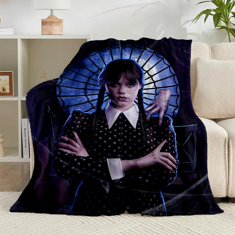 1PC Wednes-day Gothic Family Reunion Flannel Blanket Gift, Suitable for Both Men And Women, Soft Ideal for Beds And Sofa, Birthday Or Christmas Gift