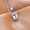Natural AAA+ Aquamarine 925 Silver Pendant Handmade Jewellery Gift For Her