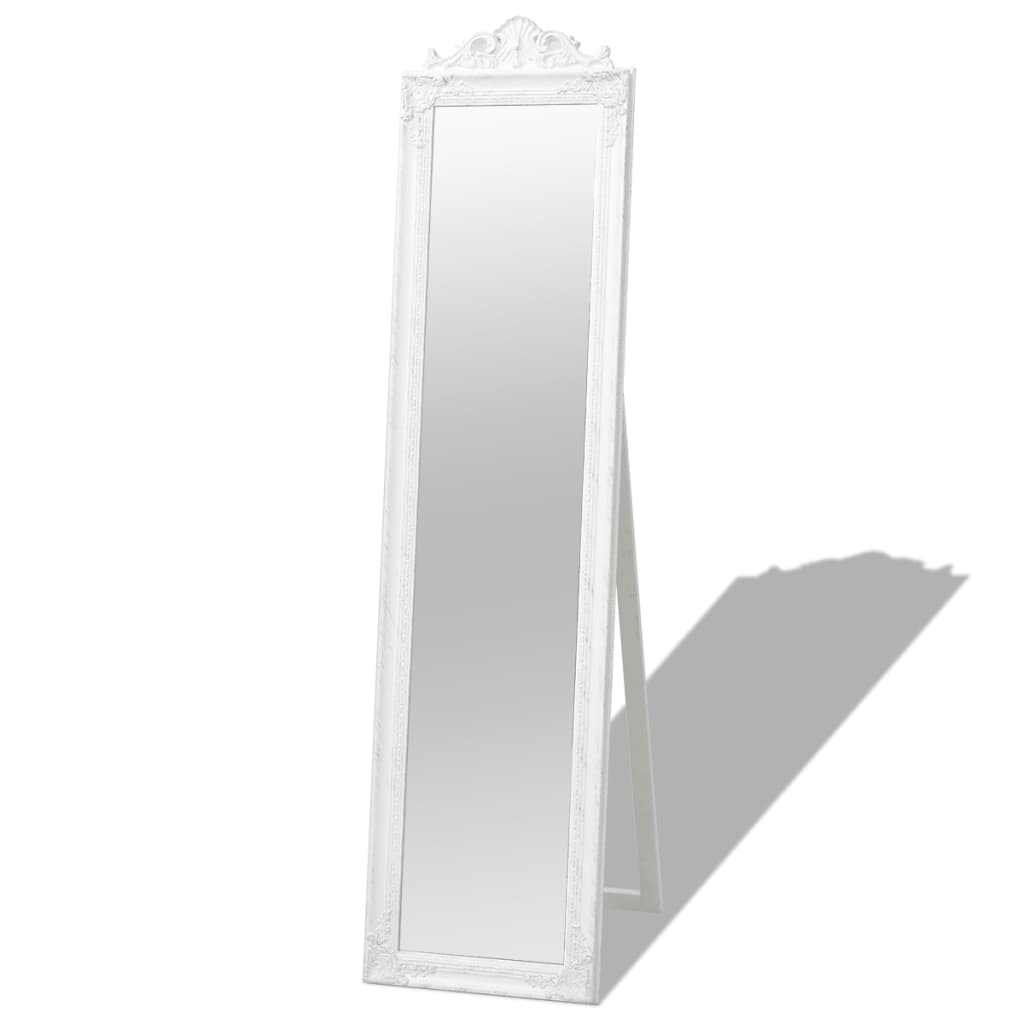 Baroque Style Floor Mirror 160 x 40 cm White