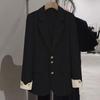 Женский повседневный пиджак, офисный женский пригородный костюм, куртка с воротником с лацканами, свободный крой, модное повседневное пальто на весну и осень