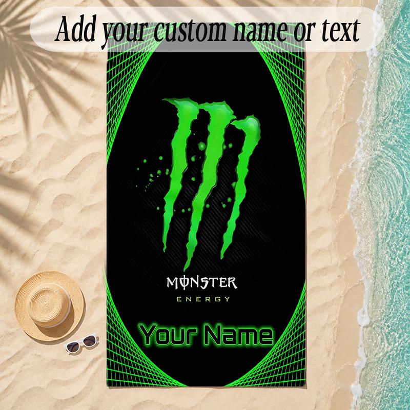 Beach TowelMonster Energy Custom Name Text Personalized Soft Towel for Beach Pool Indoor Home Decor Gift