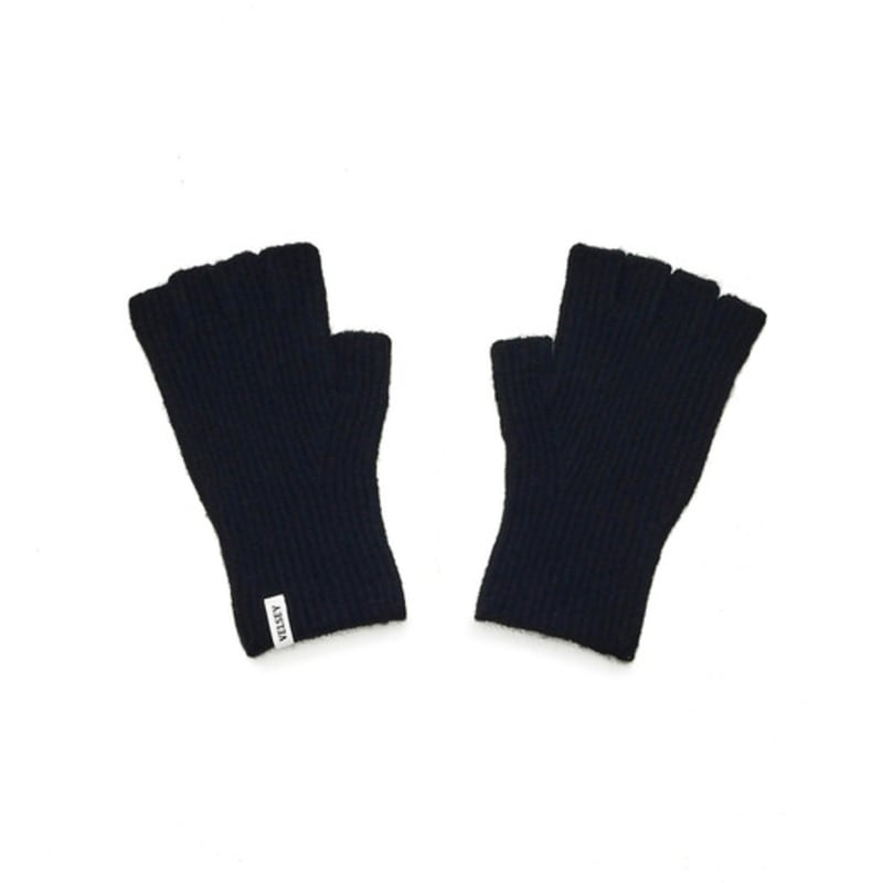 Velsey Классические перчатки без пальцев в рубчик из смесовой шерсти [ЧЕРНЫЕ]