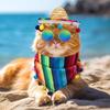 Multicolor Striped Pet Triangle Scarf Mexican Style Pet Neckerchief Hairball Grass Hat