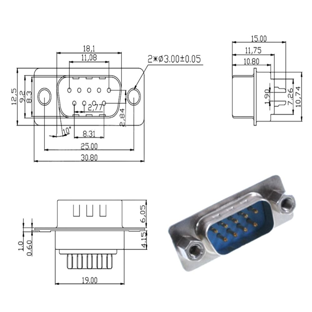 RS232 Serial 9 Pin Jack Socket 485 COM Port Female Male Port Socket Cable Wire