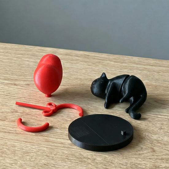 Плавающая фигурка-шарик в форме сердца с кошкой, 3D-печать, милая статуэтка черной кошки, романтическое настольное украшение для гостиной, спальни, книжной полки, тумбочки