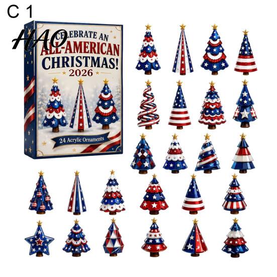 Collectible Miniature Figures Christmas Tree Advent Calendar, Contain 24 Surprise Ornaments Blind Box, Box Toys for Girls And Boys Plastic Festive