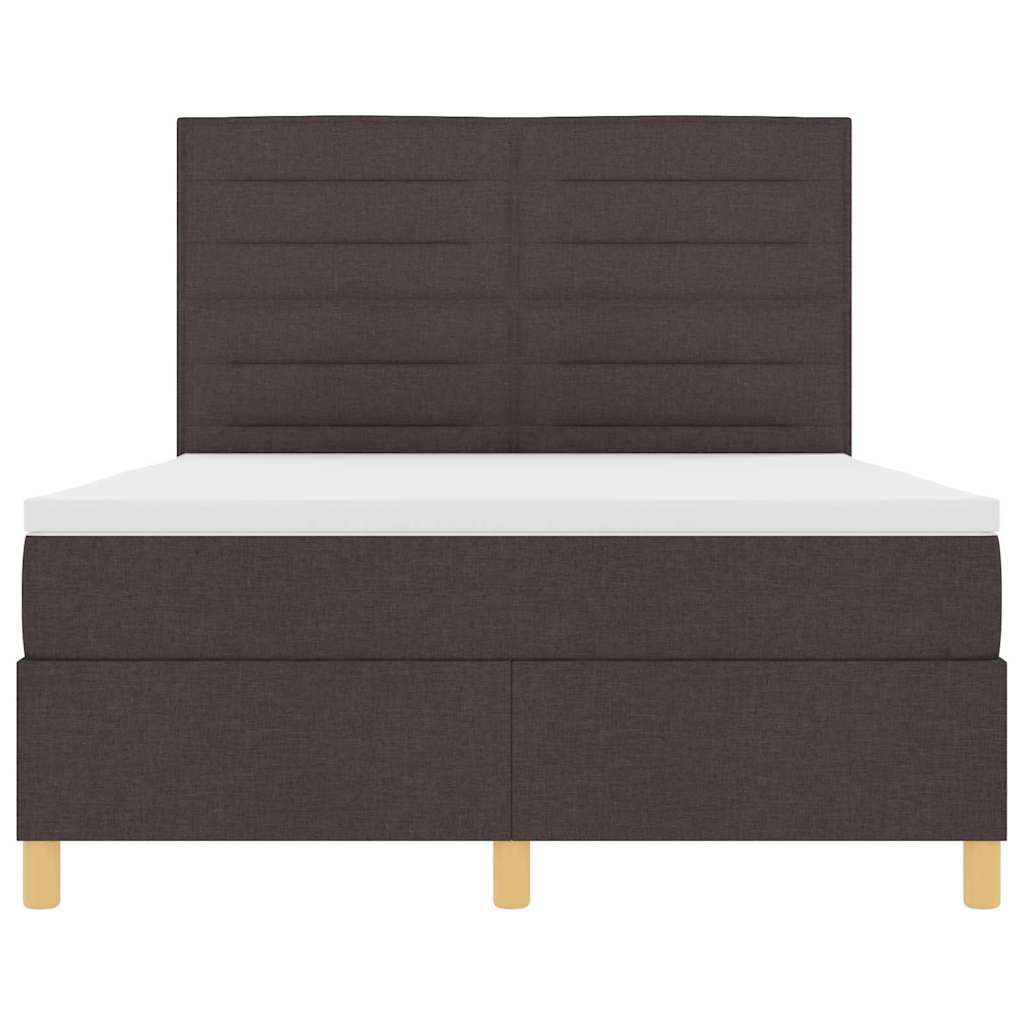 Box Spring Bed with Mattress Dark Brown 140 x 200 cm Fabric