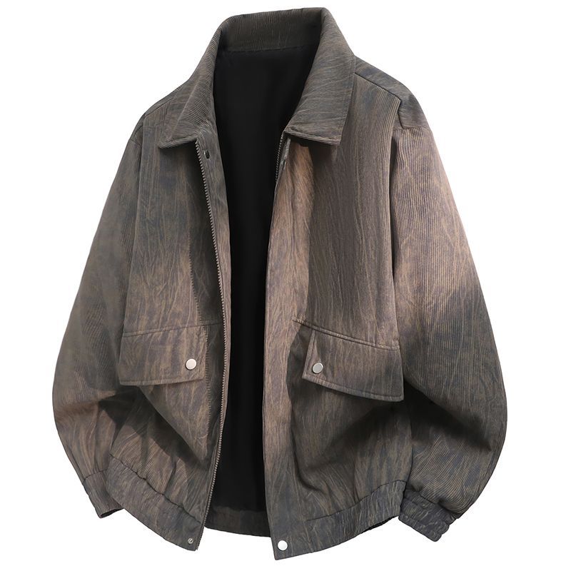 Men S Corduroy Cargo Jacket Loose Fit Turn Down Collar Casual Coat