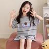 2026 Cotton Pajama Set Girls Short Sleeve Shorts Cartoon Print Lightweight Sleepwear Home Outfit