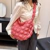 Women Quilted Tote Bag Solid Color Large Capacity Soft Puffer Handbag Portable Lightweight Crossbody Bag